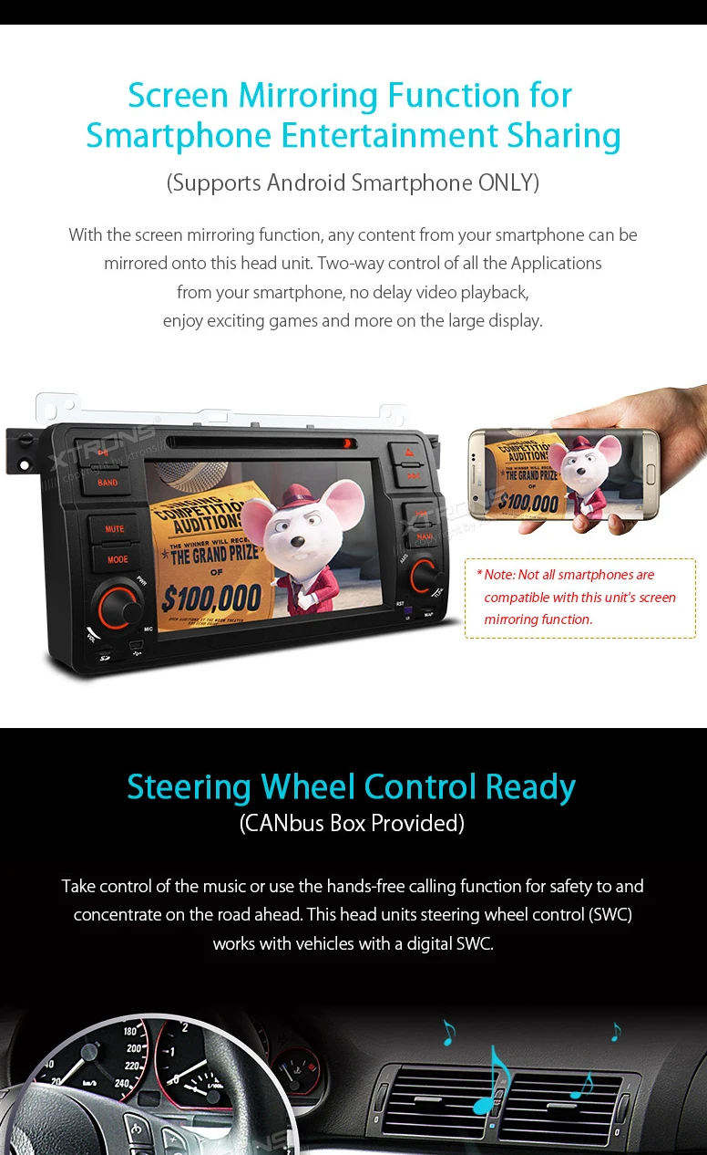 Best 7" Car DVD player for BMW E46 1998-2006 &BMW E46 M3 2000-2006 with Built-in Vehicle Standard DAB+ Module & Bluetooth 4.0 Support 7