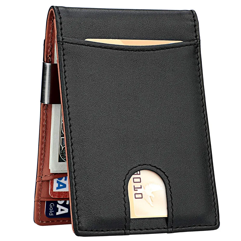 Money Clip Wallet Mens Slim Card Wallet RFID Blocking