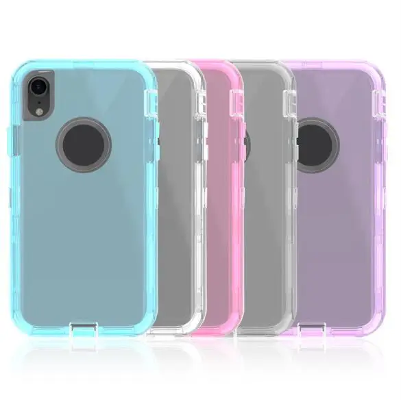 

For iPhone X Xs Max XR 7 8 6 6s Plus Transparent Robot Defender Cases For Samsung Note 9 8 S8 S9 Plus S7 Edge Shockproof Cases