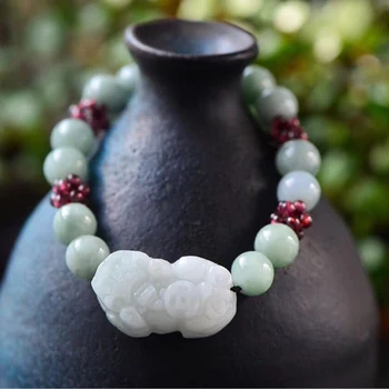 

Wholesale White Natural Stone Bracelets Round Beads With Pixiu Garnet Stone Ball Lucky Beauty for Women Gift Crystal Jewelry