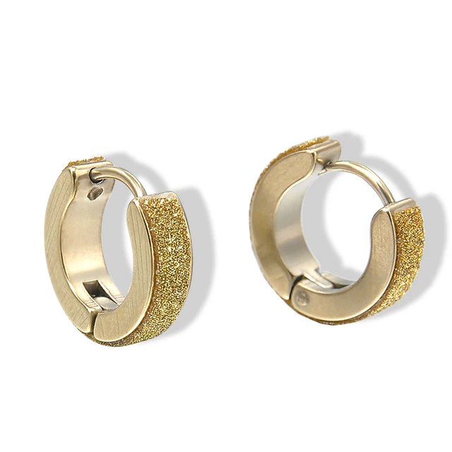 Fashion Punk Men Women Crystal Stainless Steel Gold Small Hoop Fashion Punk Men Women Crystal Stainless Steel Gold Small Hoop Earrings Best Gift Er938