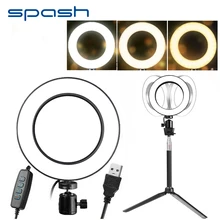 Spash RL-6 светодиодный кольцевой светильник USB видео светильник с регулируемой яркостью кольцевая лампа 6 дюймов лампа для макияжа настольная Съемка со штативом селфи-палка