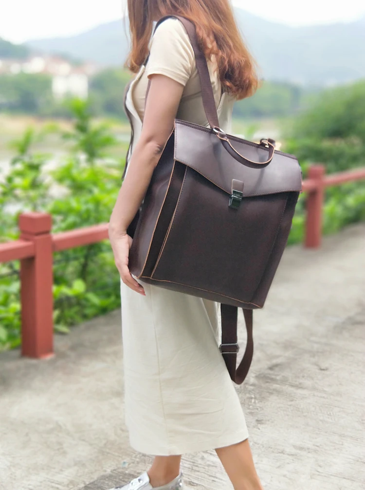 Винтажный Большой Вместительный Модный женский рюкзак 1", сумка для ноутбука, повседневный кожаный женский рюкзак