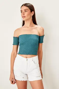 

Trendyol Petrol Gipeli Knitted Blouse TWOSS19RG0002