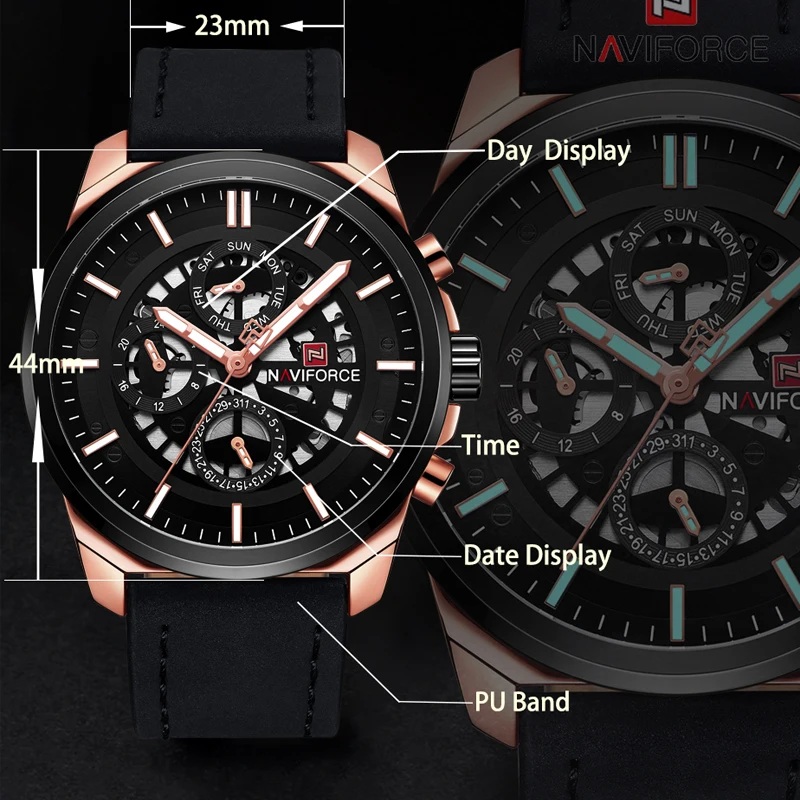 2018  NAVIFORCE Mens Watches Top Brand Luxury Waterproof 24 hour Date Quartz Watch Man Leather Sport Wrist Watch Men Waterproof Clock (13)
