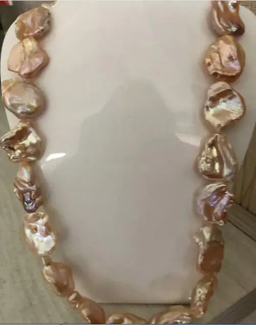 

elegant 13-16mm round pink Purple pearl necklace 18inch 36"