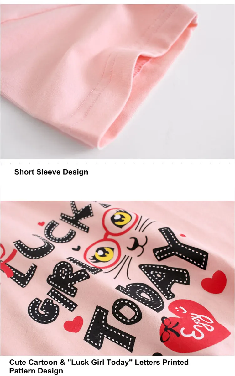 Cute Cartoon Printed Girls Cotton Nightgown 05