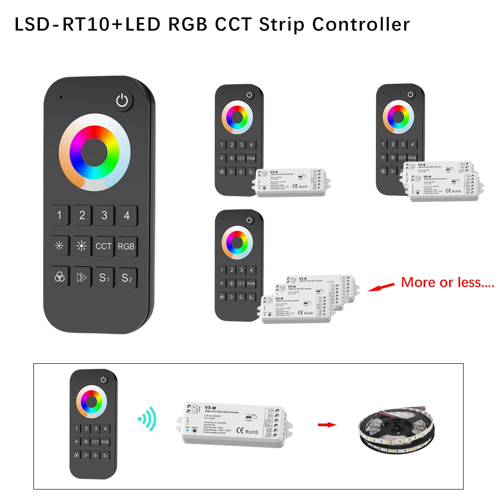 Полный Цвет светодио дный контроллер RGB РФ 2,4G/Wi-Fi пульт дистанционного Управление DC12-24V для RGB+ CW+ WW Светодиодные ленты свет