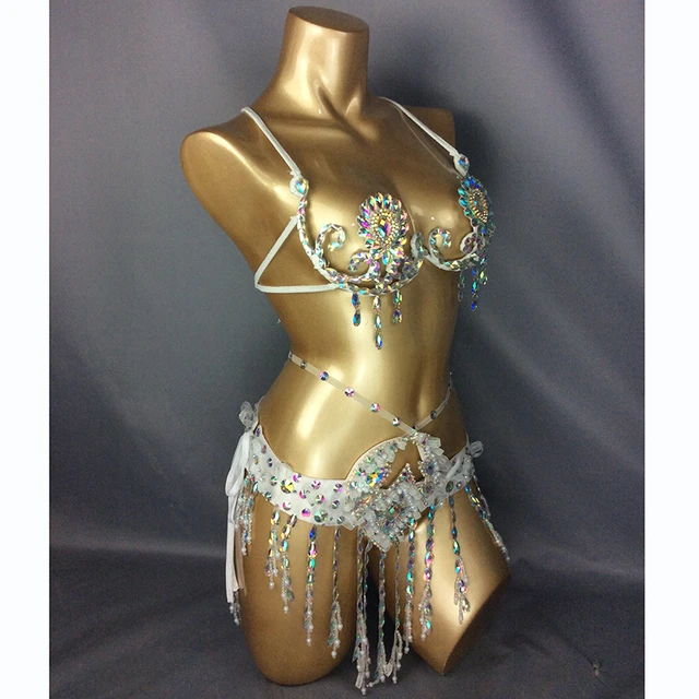 New Sexy Samba Carnival Wire Bra & Belt Costume 2pcs/set Rainbow Stones  Free Shipping Cb003 4colors - Belly Dancing - AliExpress