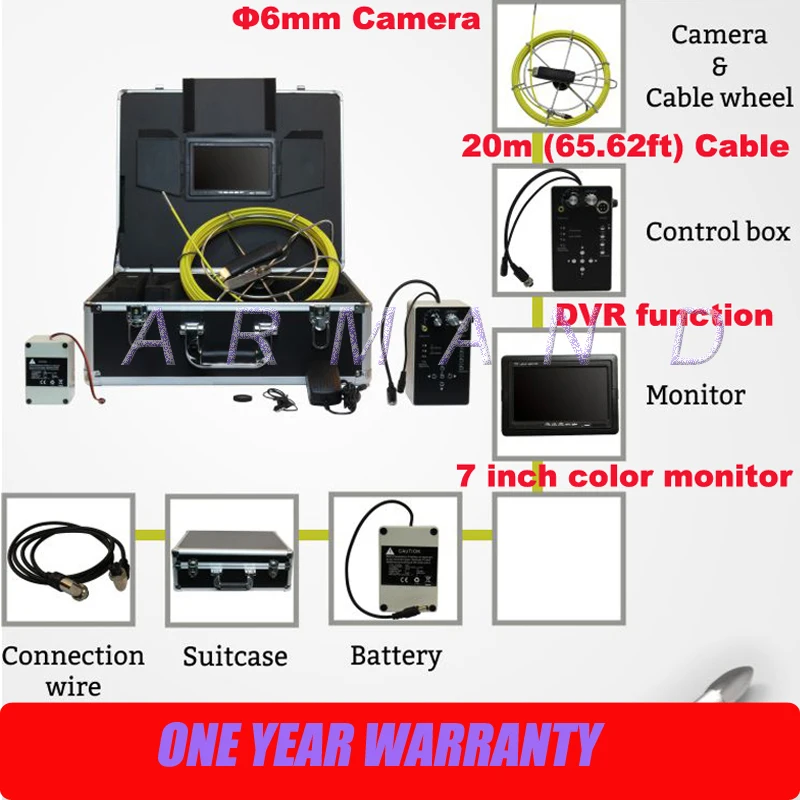 Малый Протока Инспекции Камера в pipe inspection Камера Системы промышленного эндоскопа с DVR 8 ГБ SD карты 710D5