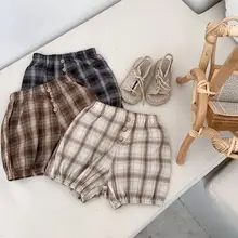 Новинка года, для девочек-тоддлеров, клетчатые шорты для мальчиков, модные летние детские шорты для 0-5 лет, PT611