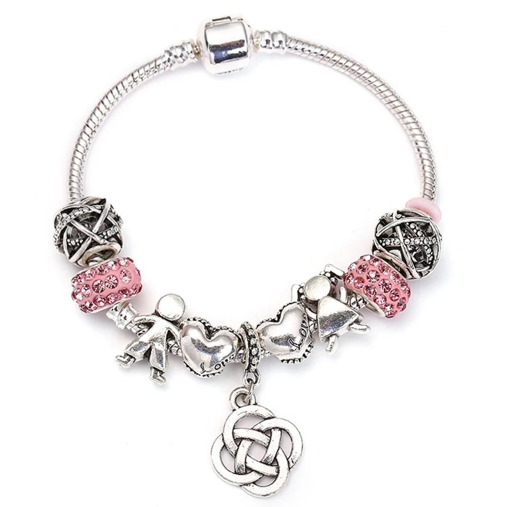 Image SPINNER Angel Style Vintage Four Leaves Grass Dangle Charm Bracelet for Girl Snake Chain Brand Bracelet Jewelry