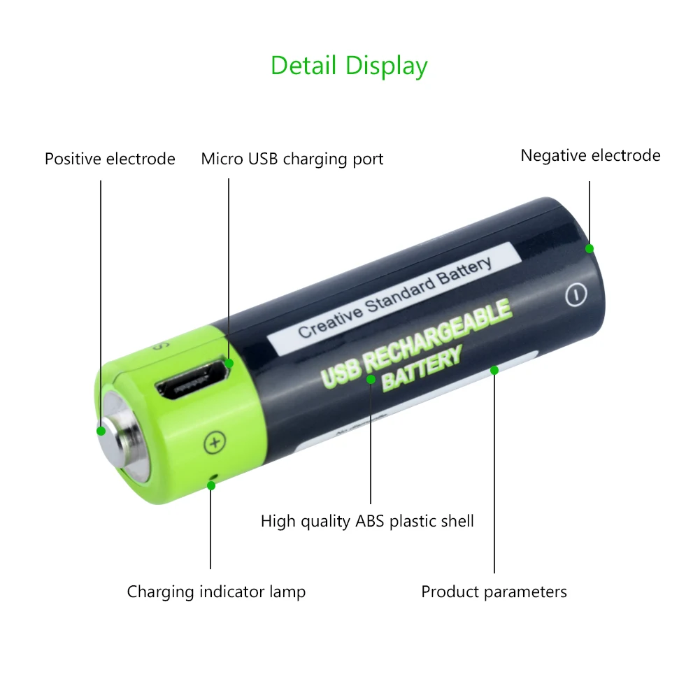 AA USB перезаряжаемая литиевая батарея Lipo 1700mAh зарядный кабель для игрушек с