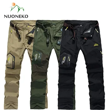 NUONEKO Quick Dry Removable Hiking Pants Outdoor 6XL Mens Summer Breathable Shorts Men Mountain Camping Trekking Trousers PN09 vector quick dry pants men summer breathable camping hiking trousers removable trekking hunting hiking pants hiking shorts 50021