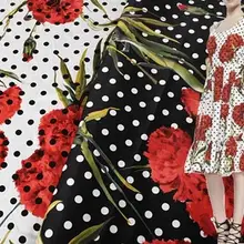 YY DIY Мода Романтический белый и черный цветок гвоздики с принтом хлопчатобумажная ткань спандекс