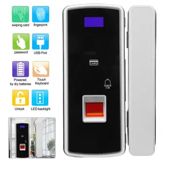 

Double Glass Door Lock Smart Keyless Fingerprint Password Card Lock Touch Keypad No Punch Plastic low energy door lock lock