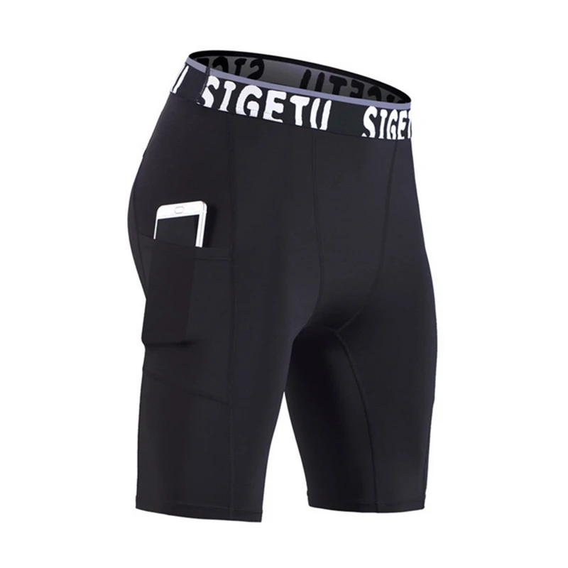 

2019 Casual Elastic Men Shorts Fitness Running Shorts Bodybuilding Tights With Pockets Breathable Quick Dry Compression Shorts