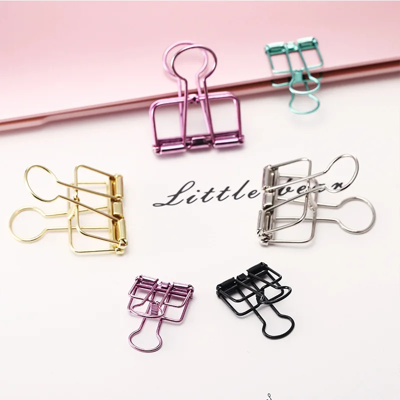 

1 PCS Novelty Solid Color Hollow Out Metal Binder Clips S M L Notes Letter Paper Clips Marking Office Stationery Supplies