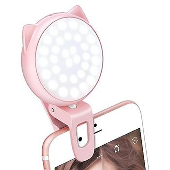 

Selfie Ring Light for Camera,Clip On [Rechargeable Battery] Selfie Led Camera Light [32 Led] Compatible with Iphone,Ipad,Photo