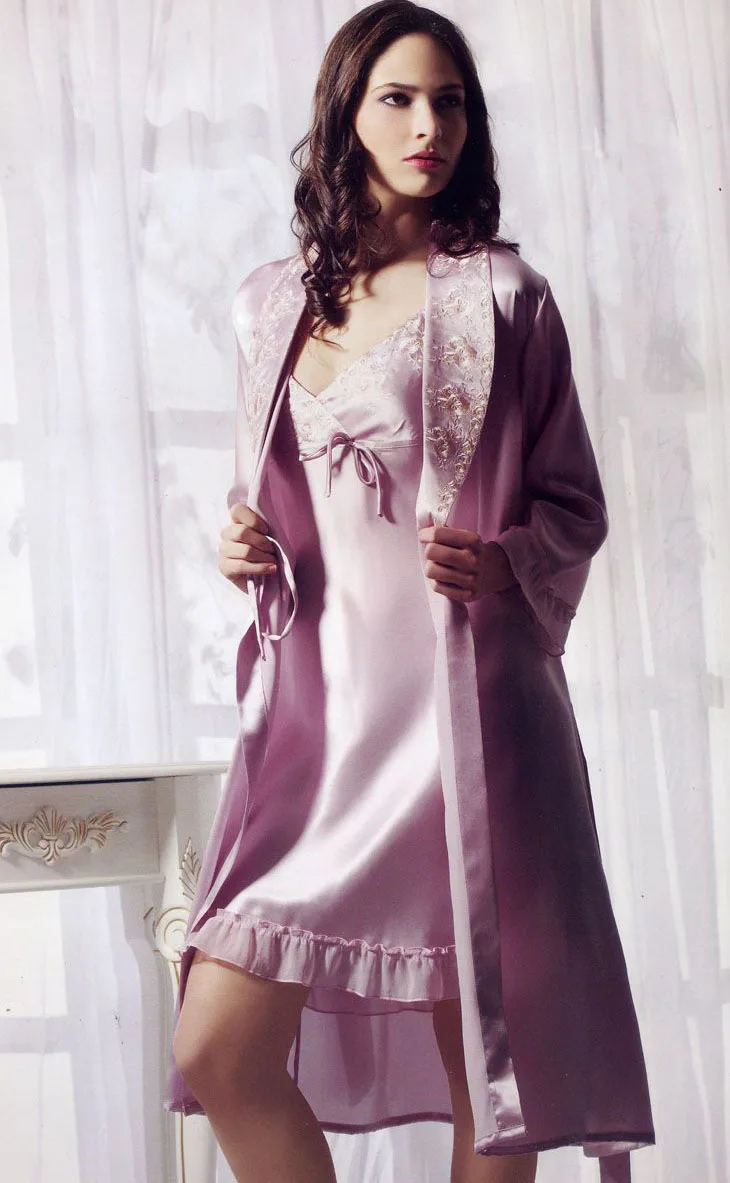 Silk silk sleepwear silk spaghetti strap robe female set sy 0183in