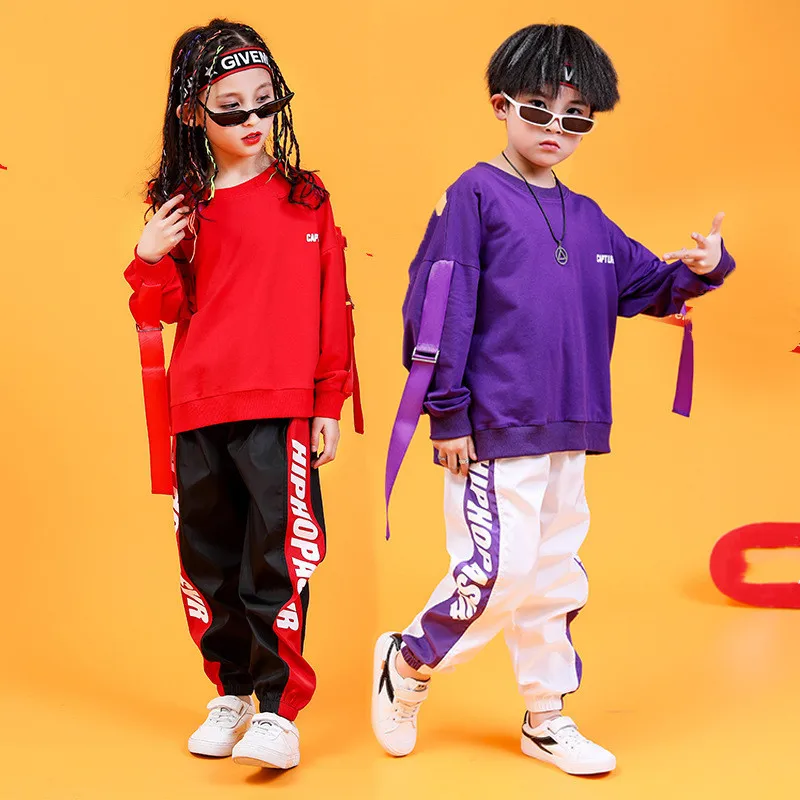 

Jazz dance costumes for kids Spring Autumn 2019 Fashion children's costumes dance hip hop streetwear t shirt for boys and girls