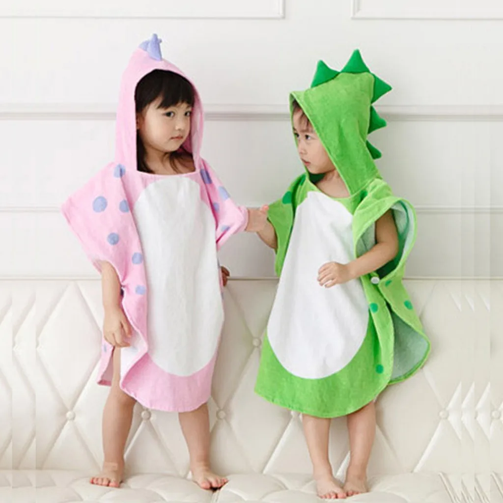 Детское полотенце с капюшоном для маленьких мальчиков и девочек с рисунком динозавра, пончо с капюшоном, детское банное полотенце, детское пляжное полотенце, купальный халат для младенцев, пижамы