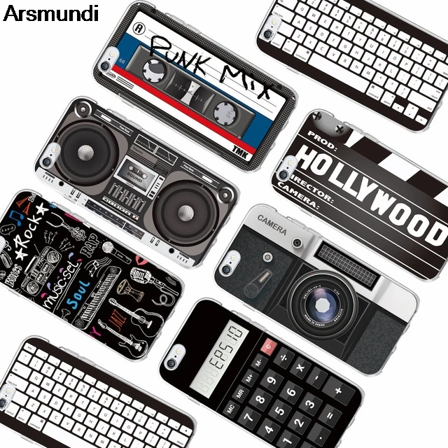 Arsmundi الرجعية كاميرا أشرطة كاسيت Boombox حاسبة لوحة المفاتيح الهاتف خزائن هاتف آيفون حالة كريستال واضح لينة غطاء من البولي يوريثان الحراري حالات