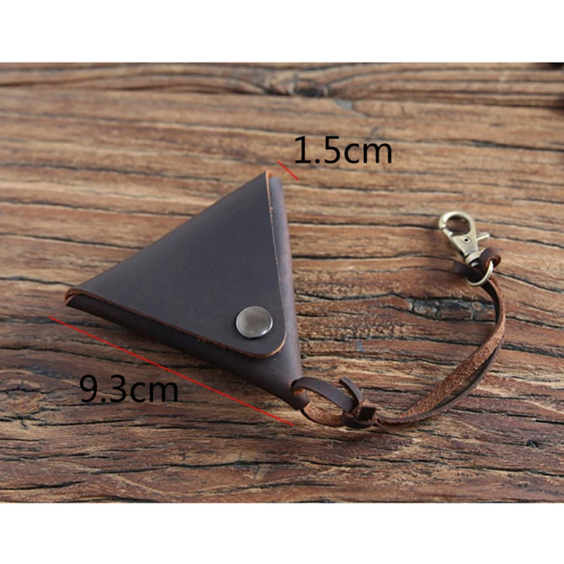 New Classic Simple Triangle Handmade Coin Purse Hasp Practical Cool Personality Small Crazy horse Genuine Leather Bag