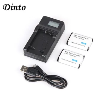 

DINTO 2pcs NP-BX1 NPBX1 NP BX1 Camera Battery + LCD Display USB charger for Sony DSC-RX100 M2 RX1 HX300 HX400 HX50 AS15 WX300