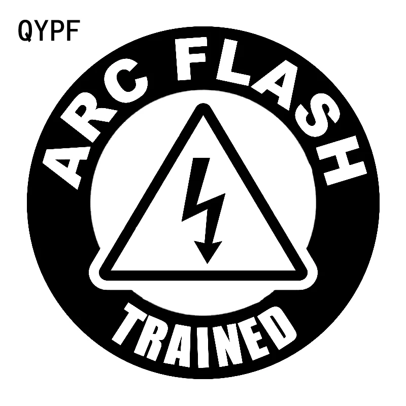 QYPF 15.5CM15.5CM Interesting Warning ARC FLASH TRAINED Graphic Car Sticker Black/Silver Vinyl Decoration S9-2317 | Автомобили и