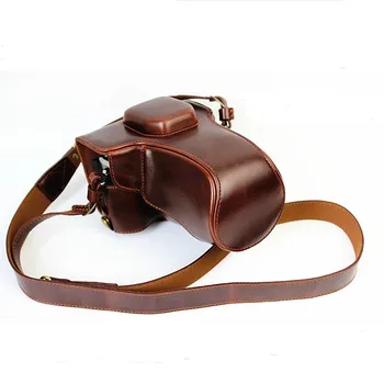 

Luxury Pu Leather Video Bag Camera Case For Olympus EM5 II OM-D EM5 Mark II EM5II Camera Pouch Cover Open Battery directly