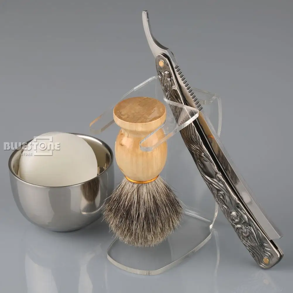 5 in 1 Men's Barber Shaving Set Shaving Knife Straight Razor + Brush