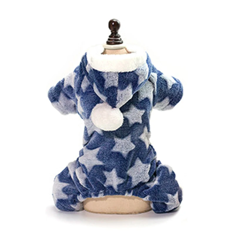 С рисунком звезды; одежда с принтом в виде собак осень-зима теплые Флисовые толстовки куртка для питомца для йоркширских терьеров и чихуа-Хуа комбинезон для маленьких собак - Цвет: Blue