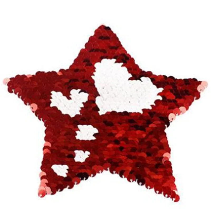 

Patches for clothing 15cm red heart star reversible change color sequins patch deal with it clothes Diy t shirt women stickers