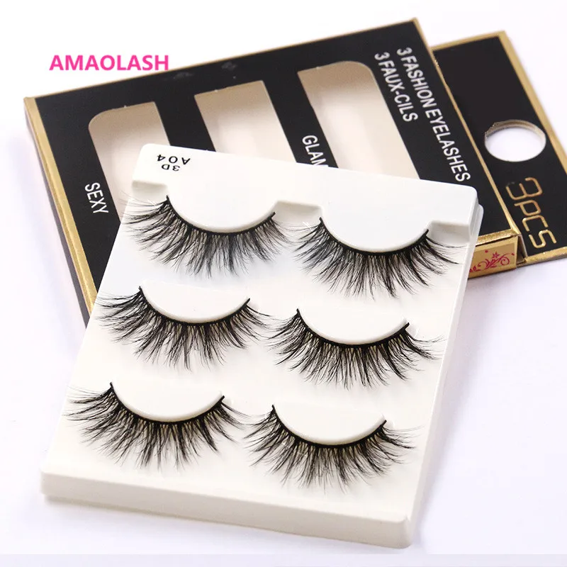 

AMAOLASH Lashes 3D A04 Silk Naturally False Eyelashes Volume Soft Long Lashes Luxury Three boxes Hand Made High Volume New