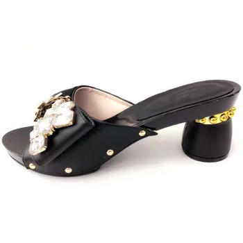 

doershow New Arrival Italian Women Wedding Pumps Decorated with Rhinestone Slip on Shoes for Women African Shoes SLW1-2
