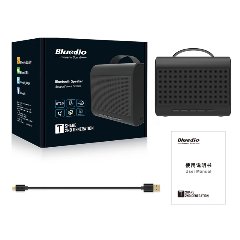Bluedio T-Share2.0 Портативный Мини Bluetooth динамик беспроводной 6 Вт громкоговоритель звуковая система с микрофоном Поддержка голосового управления