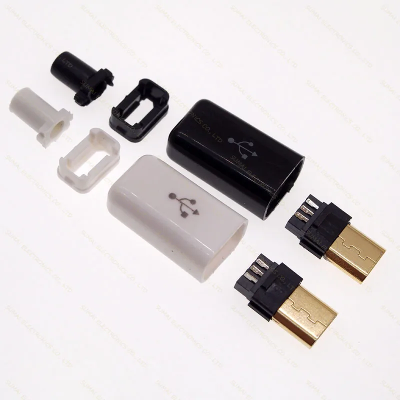 20 комплектов позолоченный 4 в 1 micro 5p usb штекер DIY тип провода