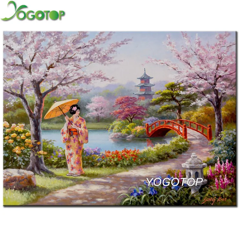 

YOGOTOP 5D DIY Diamond Embroidery Full Display cherry blossoms Diamond Painting Square/Round Rhinestones Japanese woman YY463