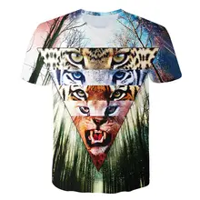 Lion Harajuku Triangle Eye 3D Print Men Animal Flame T-shirts Galaxy Space Tshirts Casual Print O-neck Short Sleeve T-shirt