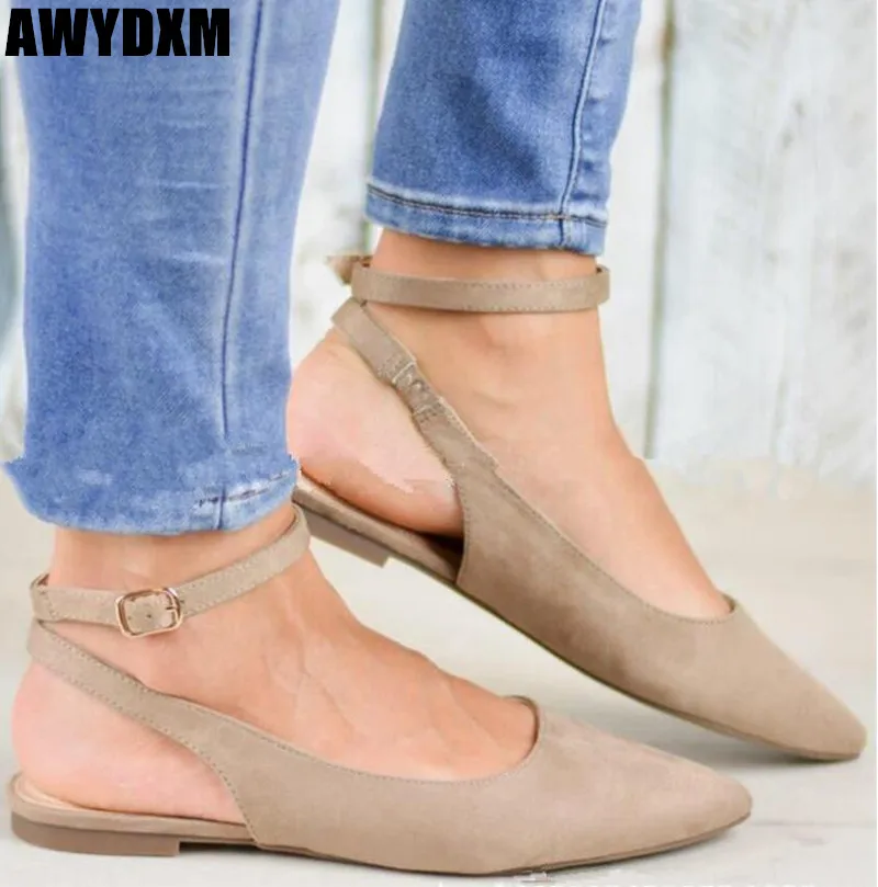 

Woman sandals Spring summer Pointed Buckle flat Casual shoes ladies shallow Wedding party Comfort slip on flats women shoes S021