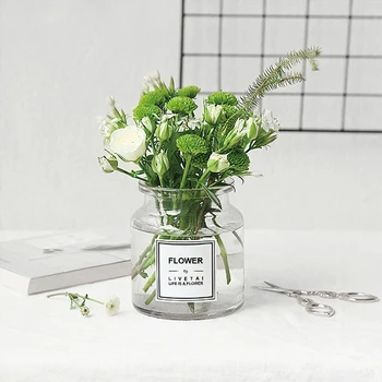 

Nordic Wide Mouth Transparent Glass Vase Hydroponic Vase Retro Flower Home Decoration