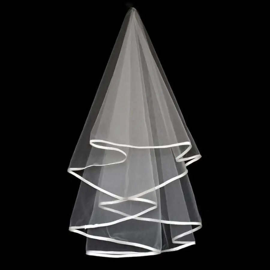 

Wedding Veil Ivory Ribbon Edge One-Layer Tulle Short Veil Velos De Novias