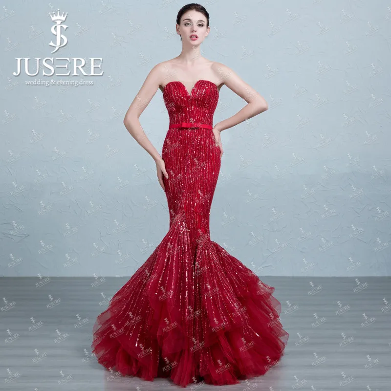 

Jusere On Sale Stock Mermaid Evening Dresses Sequins Off Shoulder Trumpet Formal Gown Fash Shipping