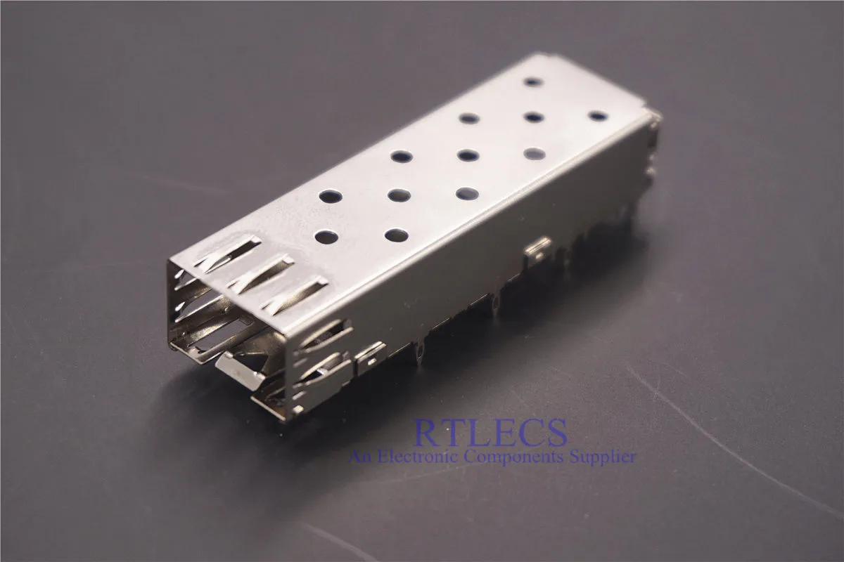 

2 pcs SFP Cage 1x1 Press-Fit Solder PCB Right Angle Through Holes Cross 2227302-1 for Mini 20 Pin Receptacle 1367073-1