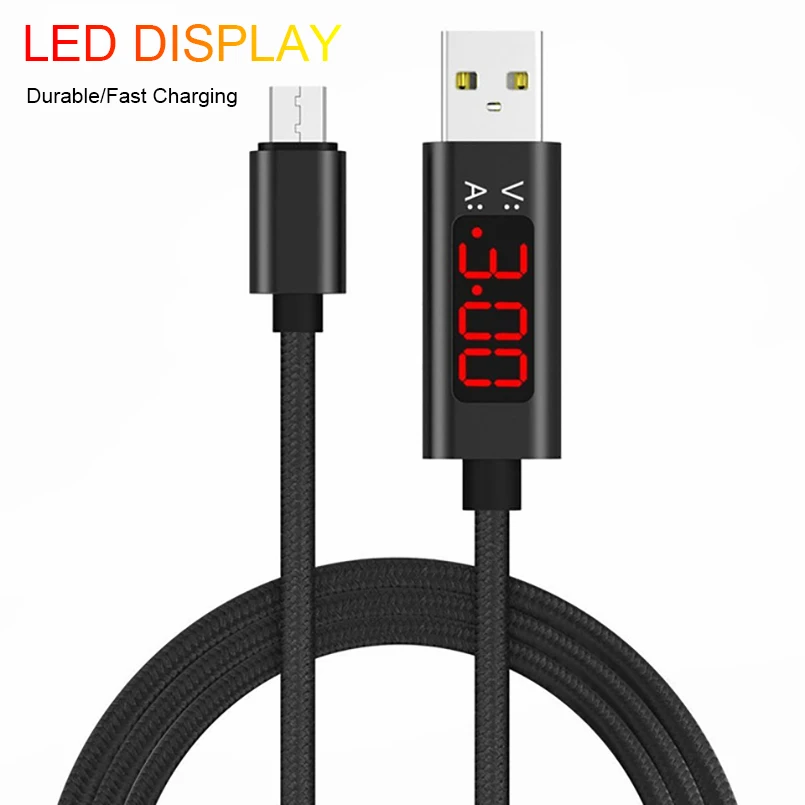 

Micro USB LED Cable Voltage Quick Charge Cable For Android Micro USB Charging Nylon Braided USB Cable Data Sync For Samsung