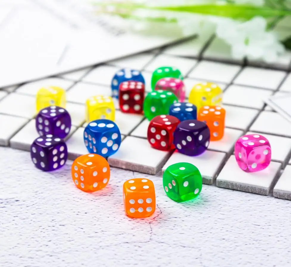 

10PCS/Lot 6 Sided Portable Table Games Dice 14MM Acrylic Round Corner Board Game Dice Party Gambling Game Cubes Digital Dices