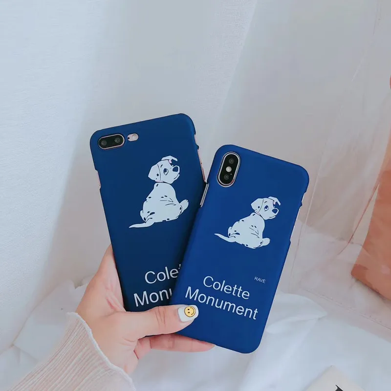 

Lovely Spotted dog Phone Case For iPhone 6 6s 7 8 Plus X XS Max XR cute animal blue Half pack Frosted pc hard covers low price