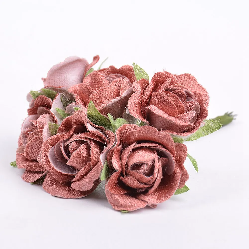 6 шт./партия Высокое качество искусственный цветок из шелка Розы Искусственные цветы украшение дома DIY ВЕНОК скрапбукинга обувь и одежда - Цвет: Шоколад