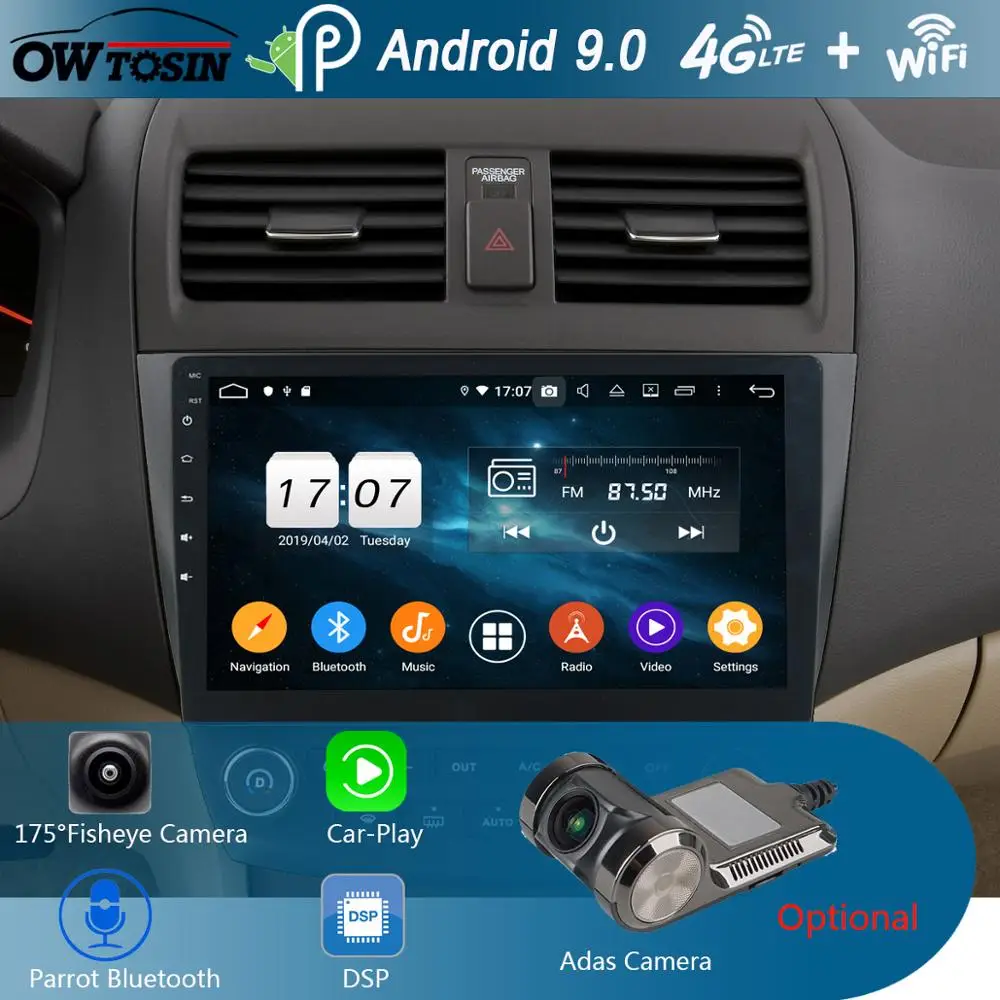 Cheap 10.1" IPS 8Core 4G+64G Android 9.0 Car DVD Radio Player GPS For Honda ACCORD 7 2003 2004 2005 2006 2007 DSP CarPlay Parrot BT 1
